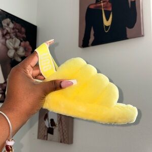 UGG Bright Yellow Fluffy Slides